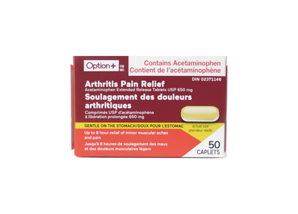 Option+ - Arthritis Pain Relief - Acetaminophen Extended Release Tablets USP |  650 mg X 50 Caplets