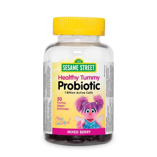 Webber Naturals - Probiotique Healthy Tummy 1B de Sesame Street | 50 délicieux bonbons gélifiés