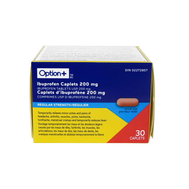 Option+ - Regular Strength Ibuprofen 200 MG | 30 Caplets