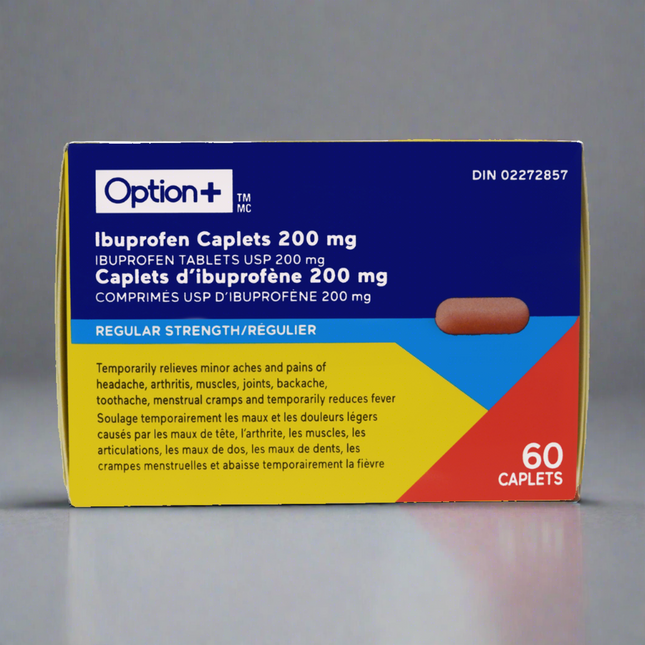 Option+ Ibuprofen Caplets USP 200 mg | 60 Caplets
