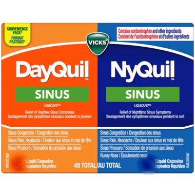 Vicks Sinus Convenience Pack | 16 Dayquil Liquid Capsules + 8 Nyquil Liquid Capsules