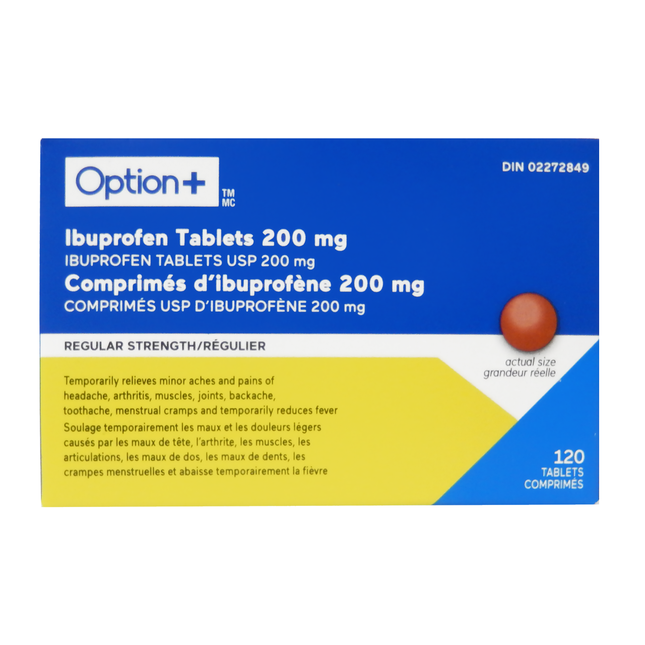 Option+ - Ibuprofen Tablets 200 mg - Regular Strength | 120 Tablets
