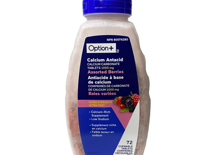 Option+ Calcium Antacid Extra Strength, Assorted Berries Flavour | 72 Tablets