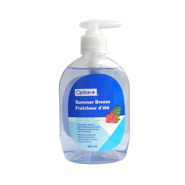 Savon pour les mains Option+ avec pompe - Summer Breeze | 340 ml