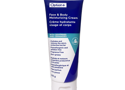 Option+ Crème hydratante visage et corps aux céramides | 100g
