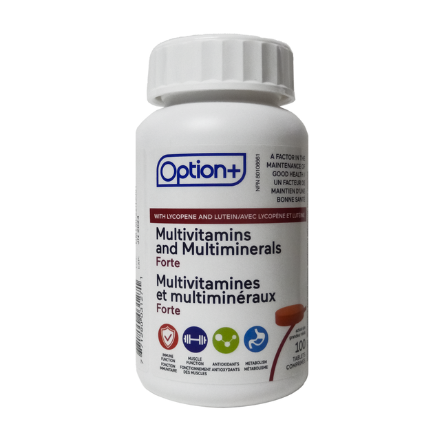 Option+ Multivitamines et Multiminéraux | 100 comprimés