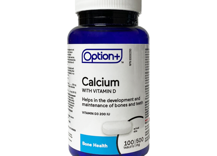 Option+ Calcium avec vitamine D3 500 mg | 100 comprimés