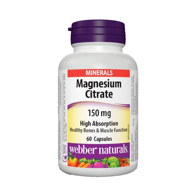 Webber Naturals - Citrate de magnésium haute absorption 150 mg | 60 gélules