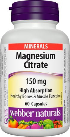 Webber Naturals Magnesium Citrate High Absorption 150 mg | 60 Capsules