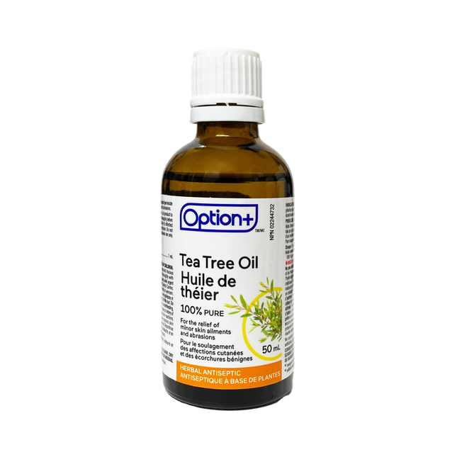 Option+ Huile d'arbre à thé 100 % pure antiseptique à base de plantes | 50 ml