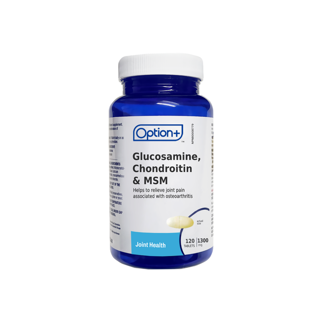 Option+ Glucosamine Chondroïtine &amp; MSM 1300 mg | 120 comprimés