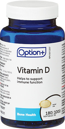 Option+ Vitamine D3 1000 UI | 180 gélules molles