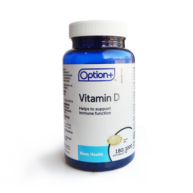 Option+ Vitamin D3 1000 IU | 180 Soft gels