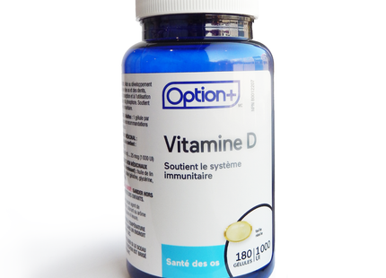 Option+ Vitamine D3 1000 UI | 180 gélules molles