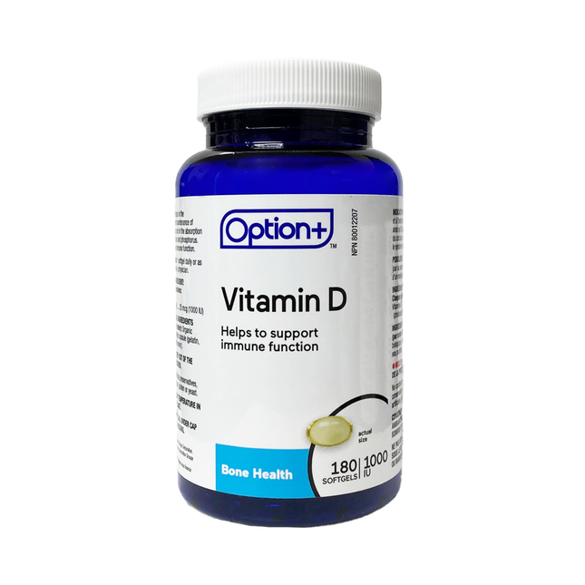 Option+ Vitamin D3 1000 IU | 180 Soft gels