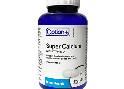 Option+ Super Calcium avec Vitamine D 650 mg | 120 comprimés