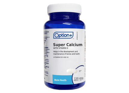 Option+ Super Calcium avec Vitamine D 650 mg | 120 comprimés