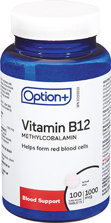 Option+ Vitamin B12 1000 mcg Methylcobalamin | 100 Tabs