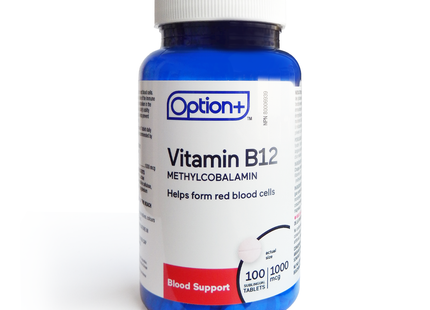 Option+ Vitamine B12 1000 mcg Méthylcobalamine | 100 onglets