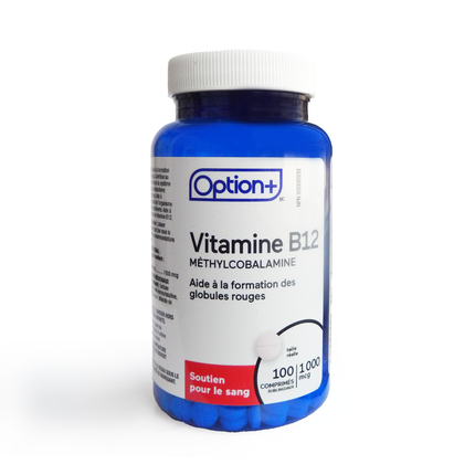Option+ Vitamine B12 1000 mcg Méthylcobalamine | 100 onglets