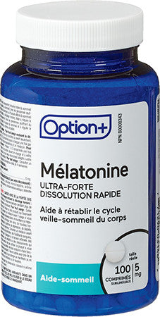 Option+ Dissolution rapide 5 mg de mélatonine – Extra fort | 100 comprimés