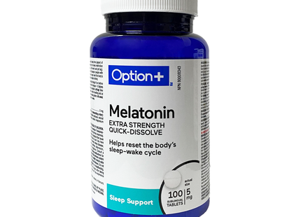 Option+ Quick Dissolve 5 mg Melatonin, Extra Strength | 100 Tablets