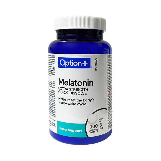 Option+ Quick Dissolve 5 mg Melatonin, Extra Strength | 100 Tablets