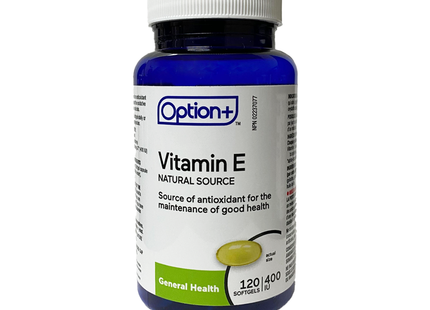 Option+ Vitamin E Natural Source 400 IU | 120 Softgels