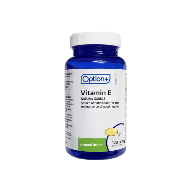 Option+ Vitamine E Source Naturelle 400 UI | 120 gélules