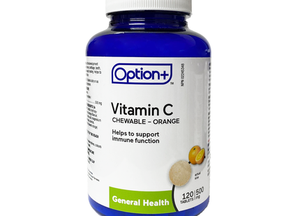 Option+ Vitamine C à croquer 500 mg, orange | 120 comprimés