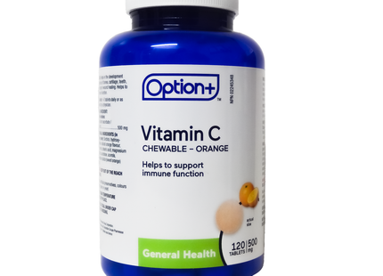Option+ - Vitamin C Chewable 500 MG - Orange | 120 Tablets