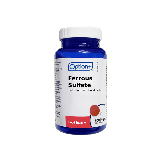 Option+ Sulfate ferreux 190 mg | 100 comprimés