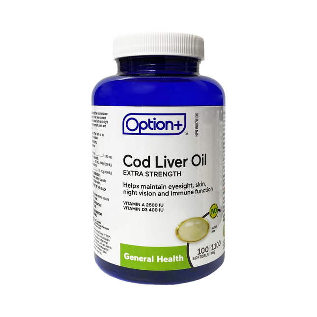 Option+ Extra Strength Cod Liver Oil 1100 mg | 100 Softgels