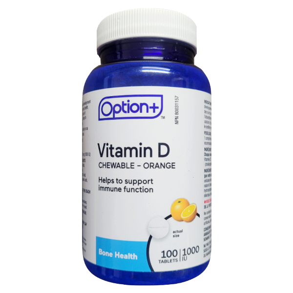 Option+ - Vitamin D Chewable 1000IU Multivitamin - Orange | 100 Tablets