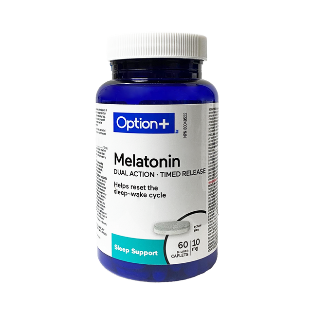 Option+ Melatonin Dual Action Time Release 10mg | 60 Bi-Layered Caplets