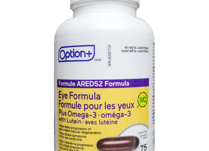 Option+ - Eye Formula Plus Omega 3 With Lutein - AREDS2 Formula | 75 Softgels