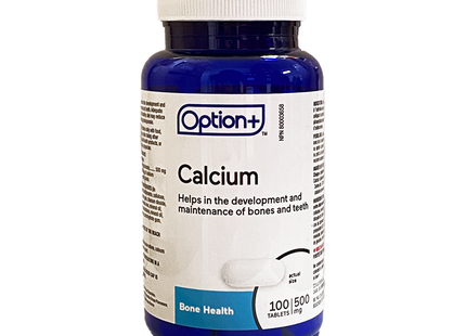 Option+ Calcium 500 mg Vitamin Tablets | 100 Tablets