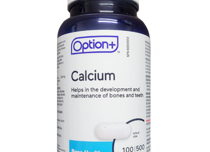 Option+ - Calcium 500 mg Vitamin Tablets | 100 Tablets