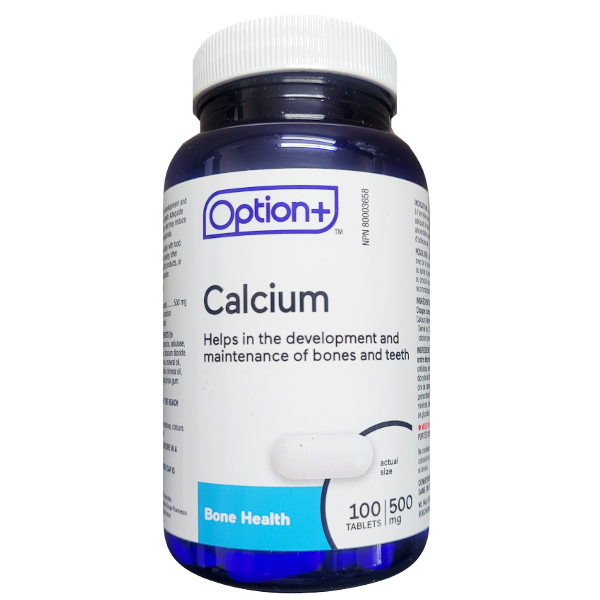 Option+ - Calcium 500 mg Vitamin Tablets | 100 Tablets