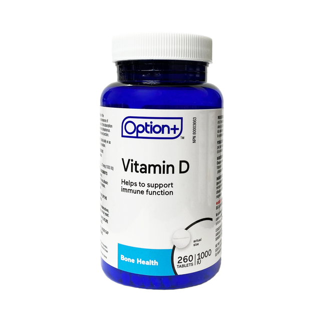 Option+ Vitamin D 1000 IU, Bone Health | 260 Tablets