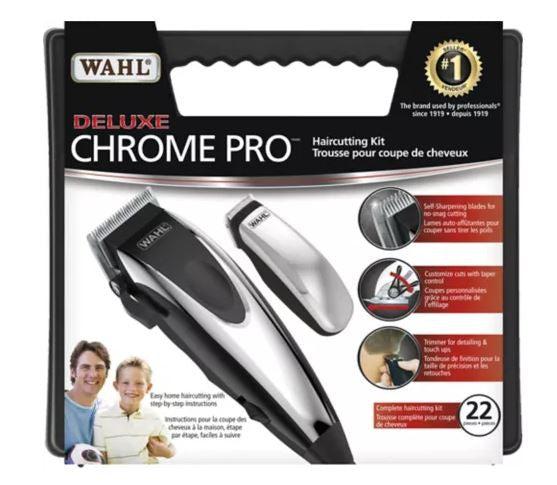 Wahl Deluxe Chrome Pro Kit de coupe de cheveux | 22 pièces