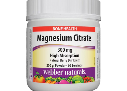 Webber Naturals Magnesium Citrate 300 mg High Absorption | 200 g (60 Servings)
