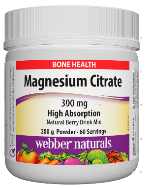 Webber Naturals Citrate de magnésium 300 mg haute absorption | 200 g (60 portions)