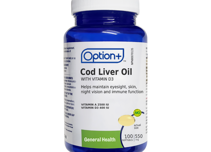 Option+ - Cod Liver Oil With Vitamin D3 - 550MG | 100 Softgels