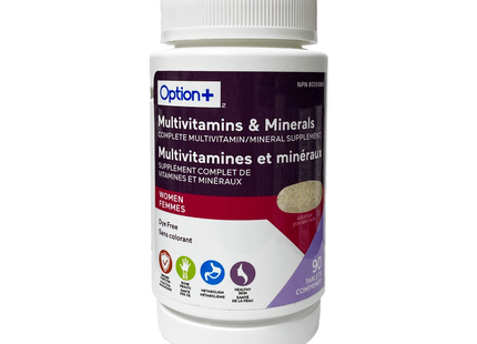 Option+ Multivitamines et minéraux pour femmes | 90 onglets