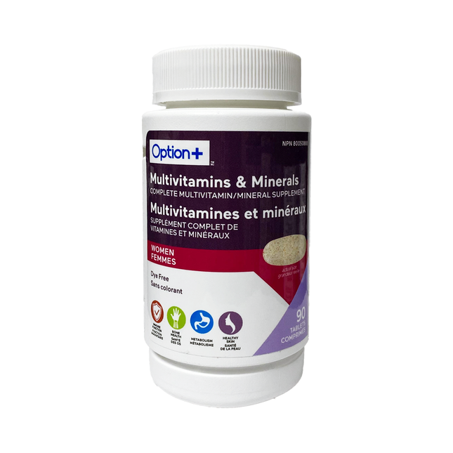 Option+ Multivitamines et minéraux pour femmes | 90 onglets