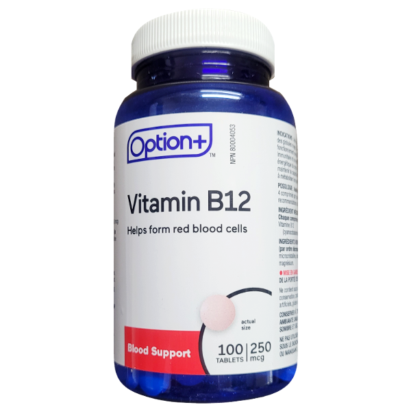 Option+ Vitamine B12 250 mcg Multivitamine | 100 comprimés