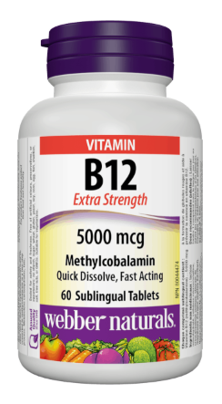 Webber Naturals Vitamine B12 extra-forte 5000 mcg | 60 comprimés sublinguaux
