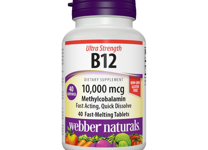 Webber Naturals - Vitamine B12 Méthylcobalamine 10 000 mcg | 40 Comprimés