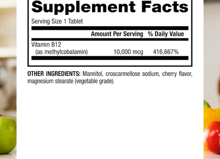 Webber Naturals - Vitamine B12 Méthylcobalamine 10 000 mcg | 40 Comprimés